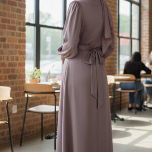 Purple Long sleeve Satin Dress